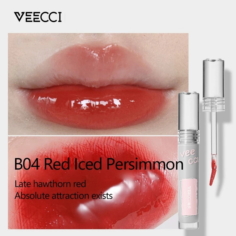 VEECCI Lip Gloss Glossy Non-Stick Long-Lasting Moisturizing Brightens Skin Tone (2g)