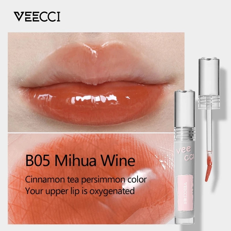 VEECCI Lip Gloss Glossy Non-Stick Long-Lasting Moisturizing Brightens Skin Tone (2g)