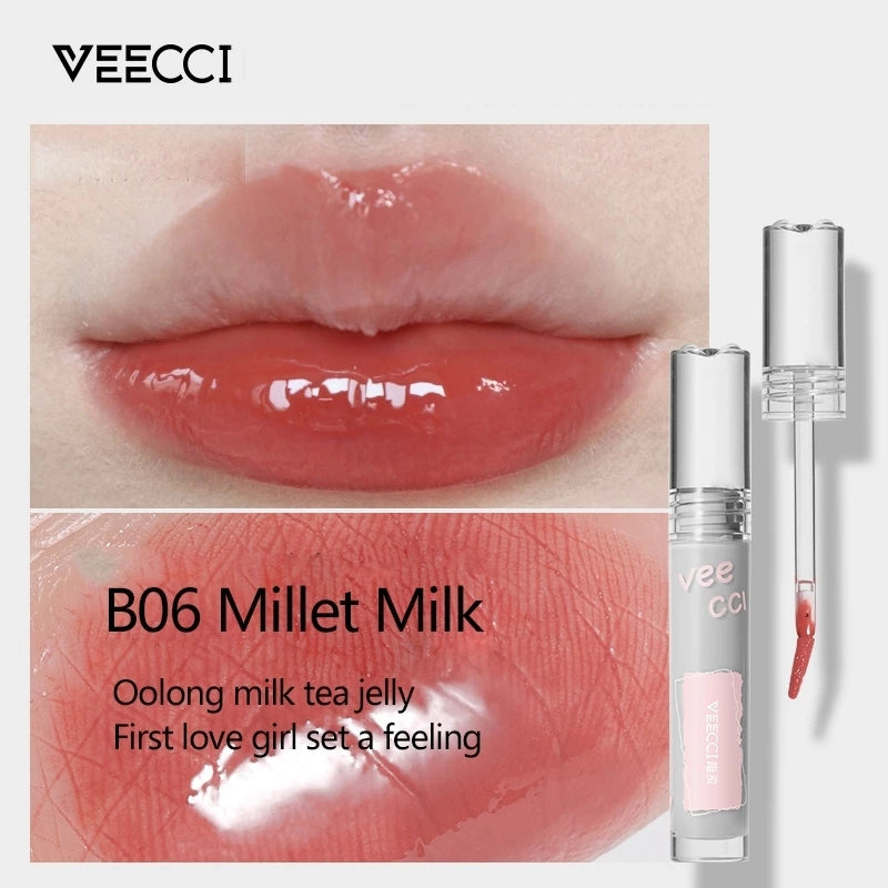 VEECCI Lip Gloss Glossy Non-Stick Long-Lasting Moisturizing Brightens Skin Tone (2g)
