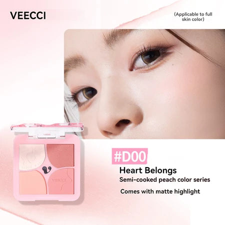 VEECCI Powder Blusher Highlight 4 in 1 Cream Matte Multi Purpose (6g)