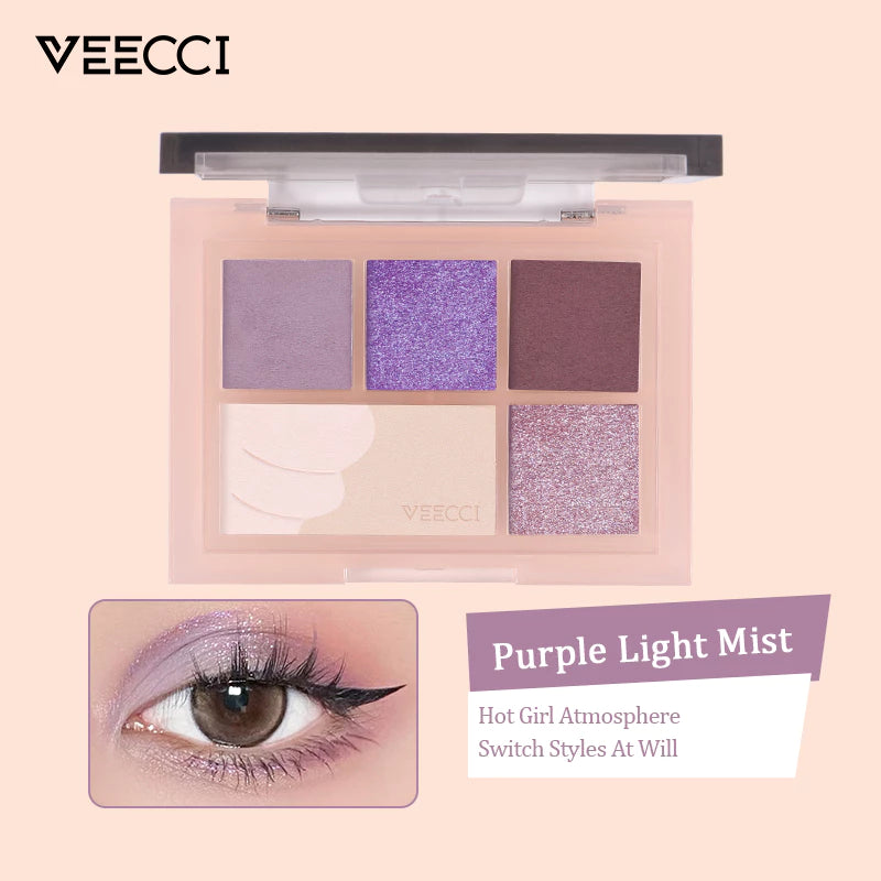 VEECCI Eye Shadow Board Pearl Sparkling Earth Suitable For Beginners - 5 Color (5.2g)