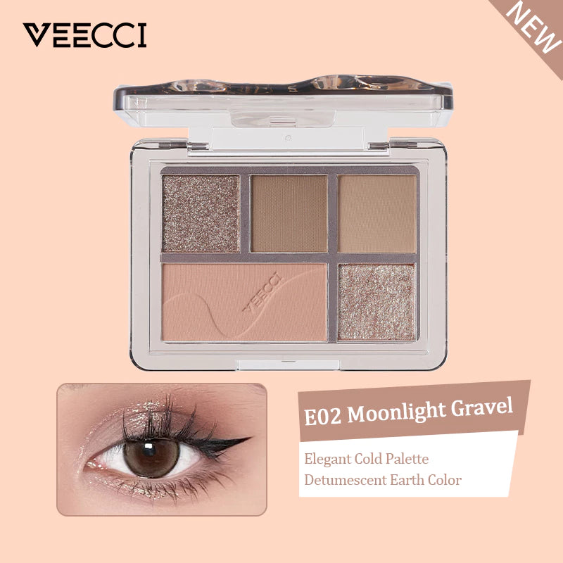 VEECCI Eye Shadow Board Pearl Sparkling Earth Suitable For Beginners - 5 Color (5.2g)