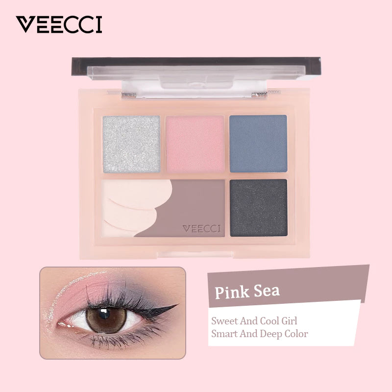 VEECCI Eye Shadow Board Pearl Sparkling Earth Suitable For Beginners - 5 Color (5.2g)