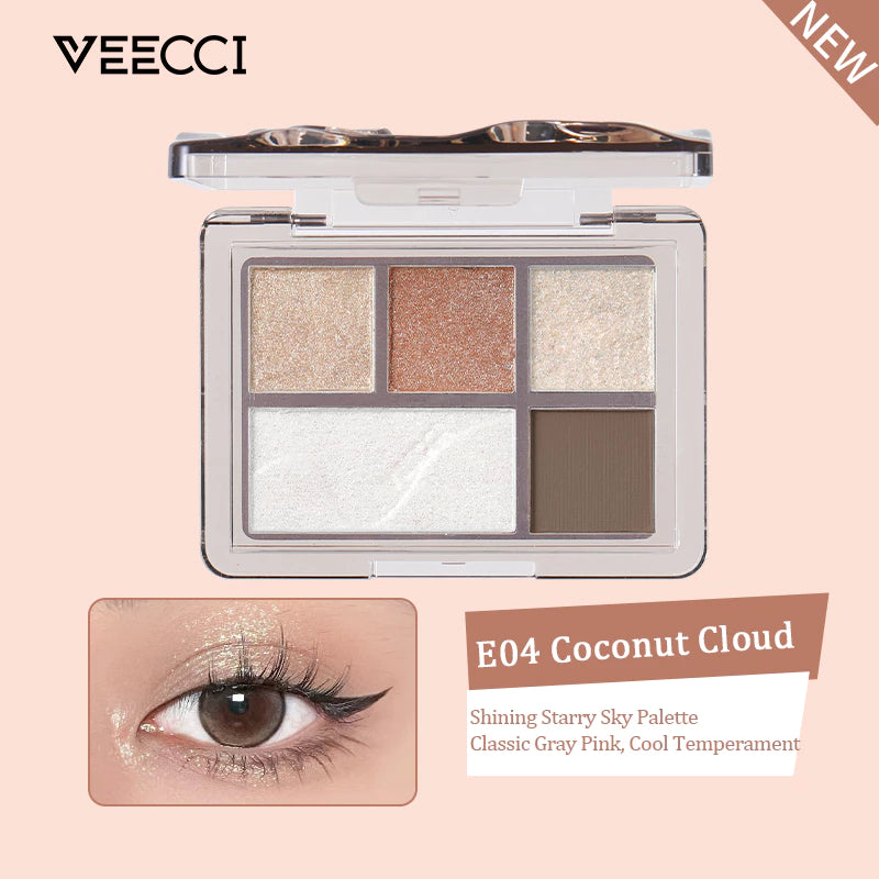 VEECCI Eye Shadow Board Pearl Sparkling Earth Suitable For Beginners - 5 Color (5.2g)