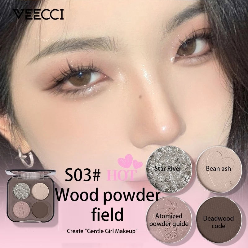 VEECCI Eyeshadow Palette Matte Glitter Shine Waterproof Long-Lasting (5.2g)