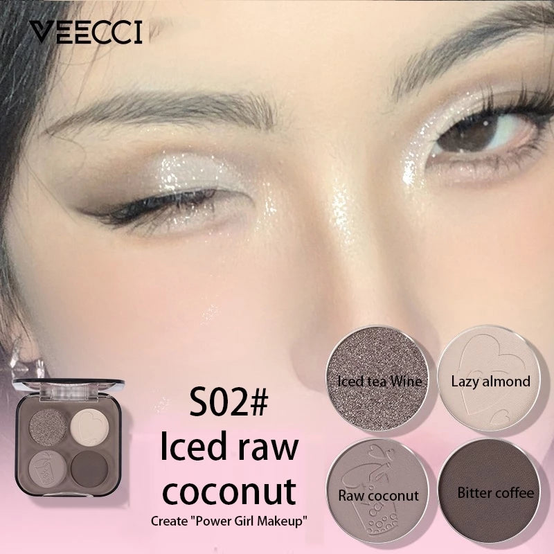VEECCI Eyeshadow Palette Matte Glitter Shine Waterproof Long-Lasting (5.2g)