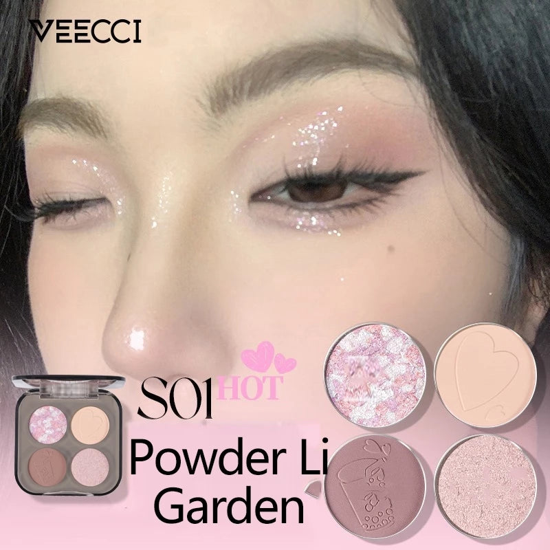 VEECCI Eyeshadow Palette Matte Glitter Shine Waterproof Long-Lasting (5.2g)