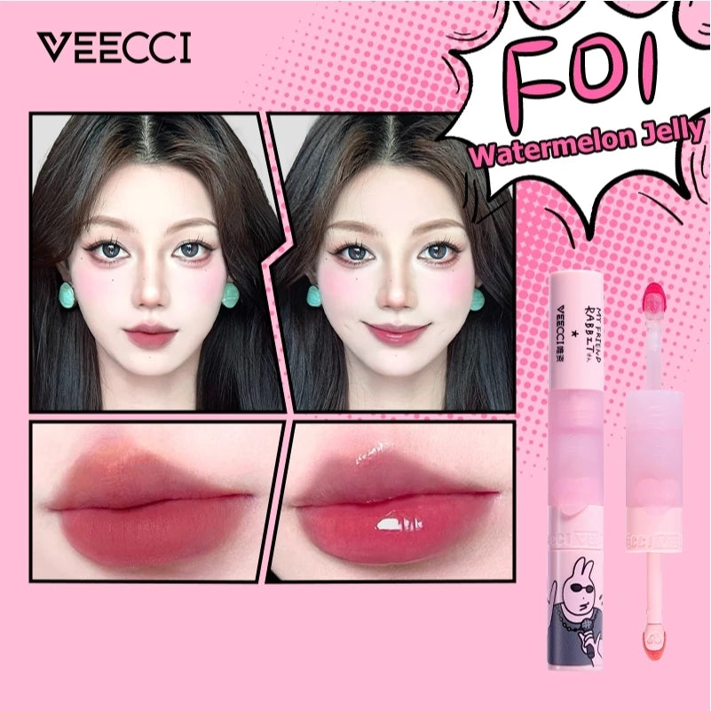 VEECCI Friend Rabbit Lip Glaze With Double Head Waterlight Moisturizing (4g)