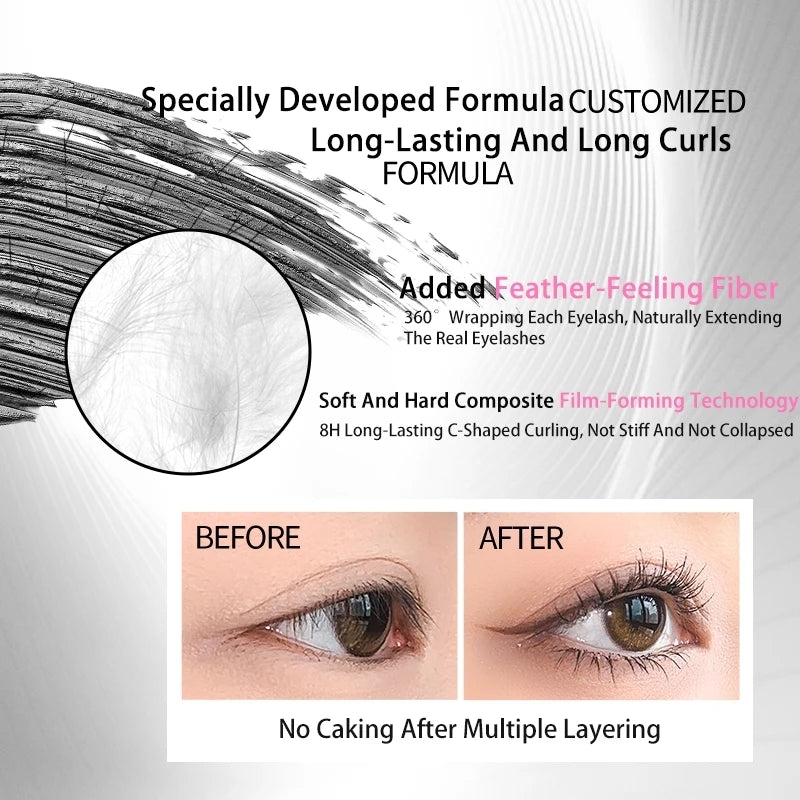 VEECCI Mascara Feather-light Dense Long-Lasting Two-way Brush Head Eyelash Extensions (4.5g)