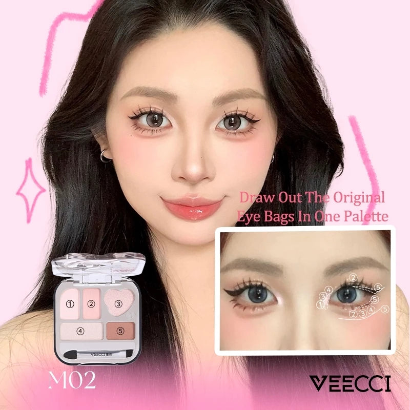 VEECCI Eyeshadow Bring Brush Painting Eye Bags Eyebrow Versatile 3 Textures - 5 Colors (4g)
