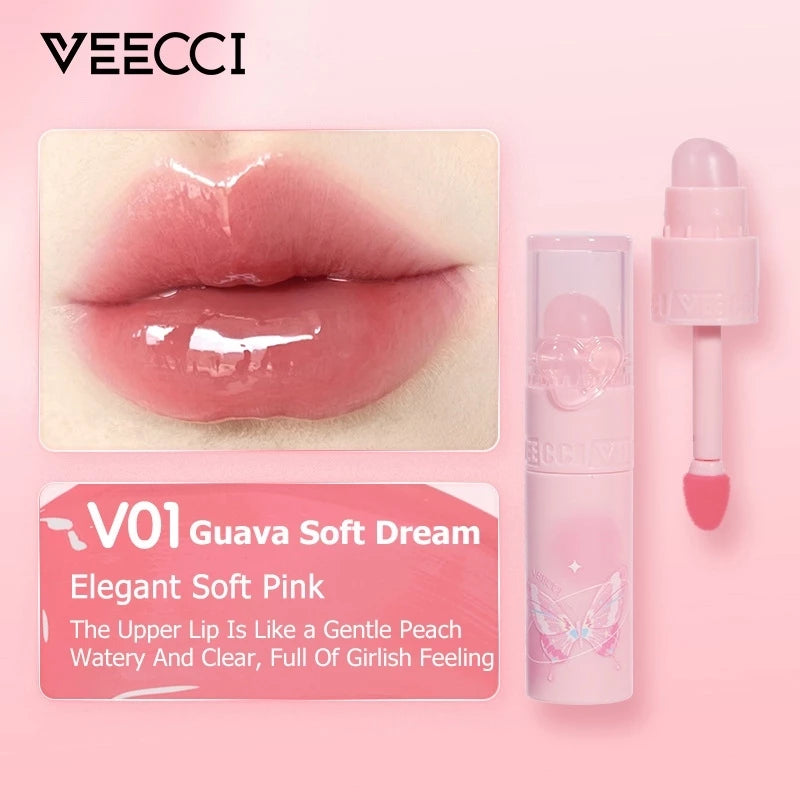 VEECCI Lip Gloss Glossy Clear And Transparent Non-Stick Long-Lasting Moisturizing