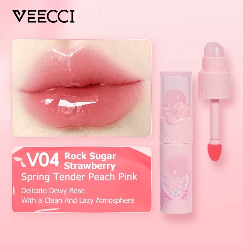 VEECCI Lip Gloss Glossy Clear And Transparent Non-Stick Long-Lasting Moisturizing
