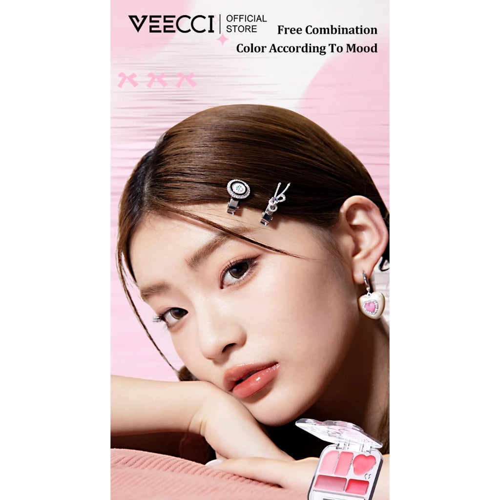VEECCI Lip Gloss Color Palette Five Colors Glossy Versatile Non-Stick Cup Nature Lasting