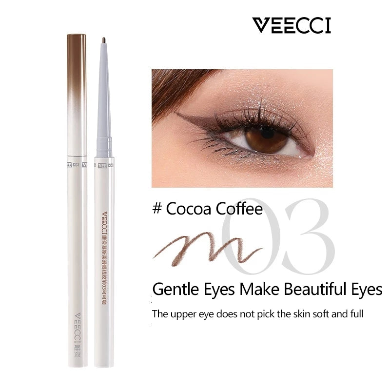 VEECCI 1.5mm Round Eyeliner Pencil No Smooning Waterproof Long-lasting (0.05g)
