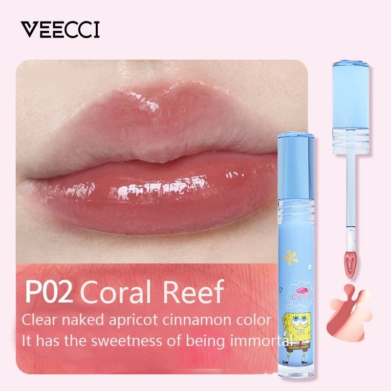 VEECCI Lip Gloss Color Palette Five Colors Glossy Versatile Non-Stick Cup Nature Lasting