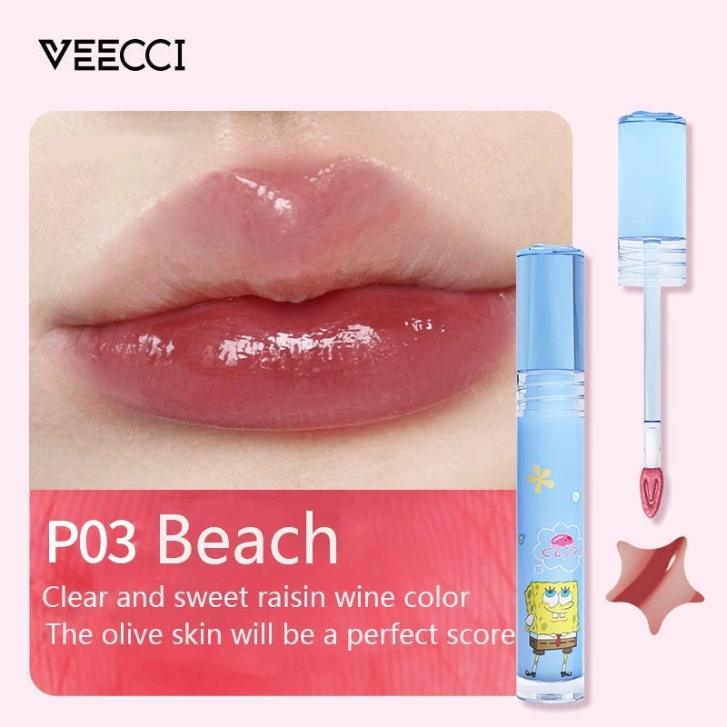 VEECCI Lip Gloss Color Palette Five Colors Glossy Versatile Non-Stick Cup Nature Lasting