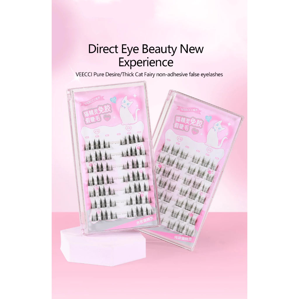Veecci Fake Eyelashes No Glue Required Reusable Natural 3d Thick Lashes 6 Clusters*7 Rows