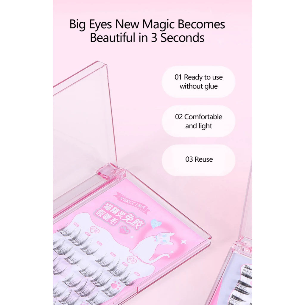 Veecci Fake Eyelashes No Glue Required Reusable Natural 3d Thick Lashes 6 Clusters*7 Rows