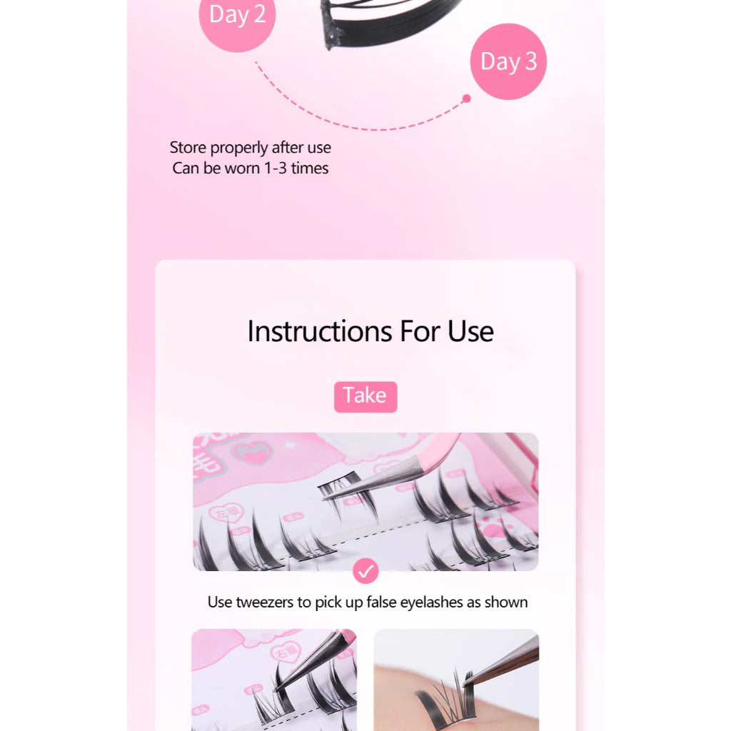 Veecci Fake Eyelashes No Glue Required Reusable Natural 3d Thick Lashes 6 Clusters*7 Rows