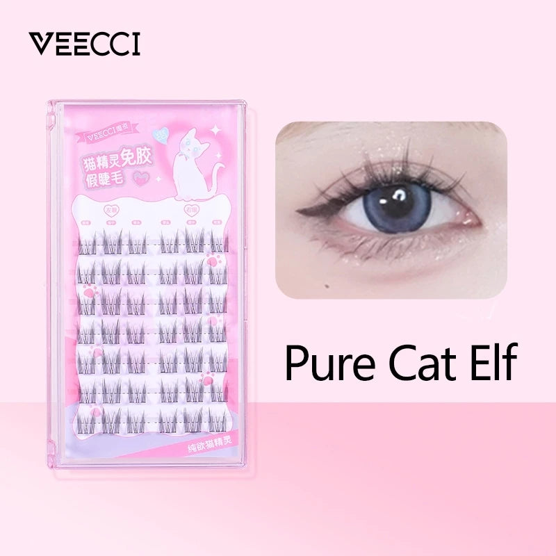 Veecci Fake Eyelashes No Glue Required Reusable Natural 3d Thick Lashes 6 Clusters*7 Rows