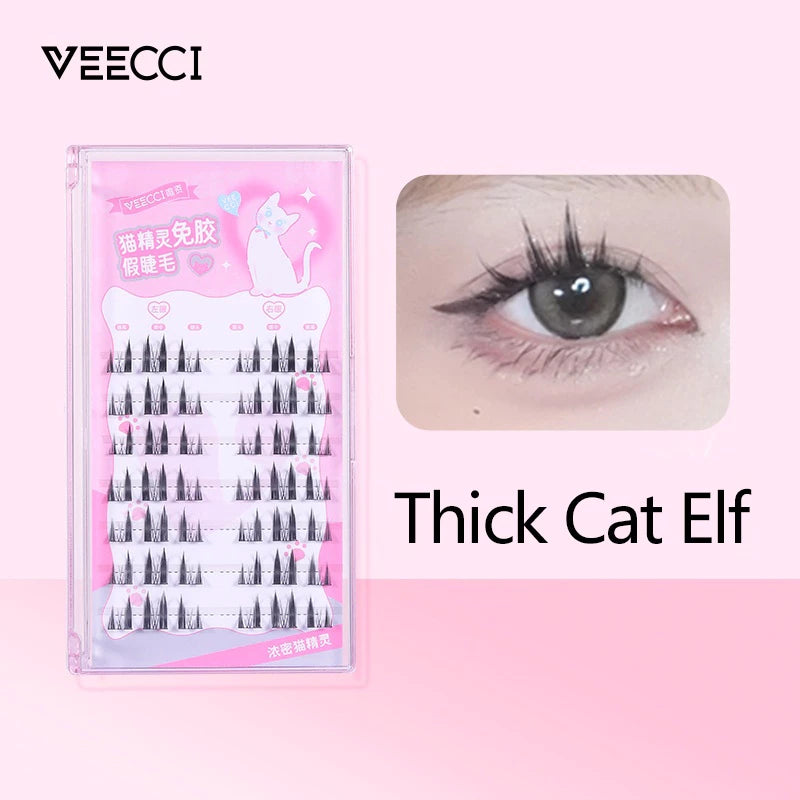 Veecci Fake Eyelashes No Glue Required Reusable Natural 3d Thick Lashes 6 Clusters*7 Rows