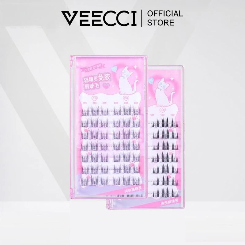 Veecci Fake Eyelashes No Glue Required Reusable Natural 3d Thick Lashes 6 Clusters*7 Rows