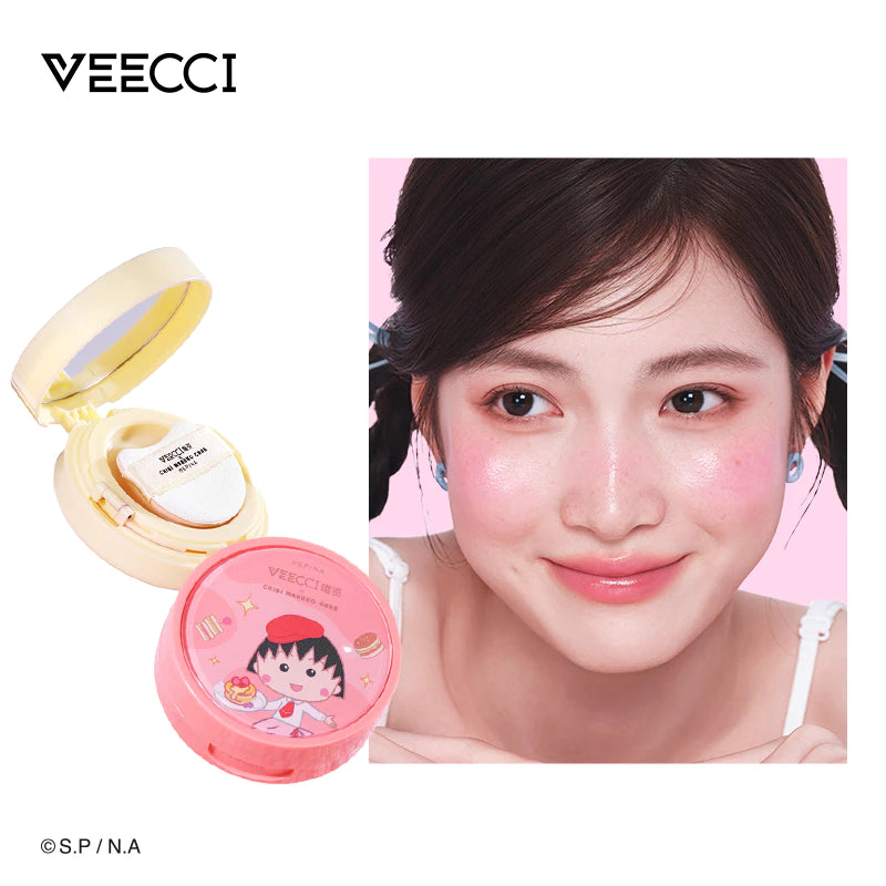 VEECCI X Chibi Maruko - Chan Blush Two Blush Paste Bring Powder Puff 3d Face Multipurpose Nature Blush Three Colors 3g/4.2g