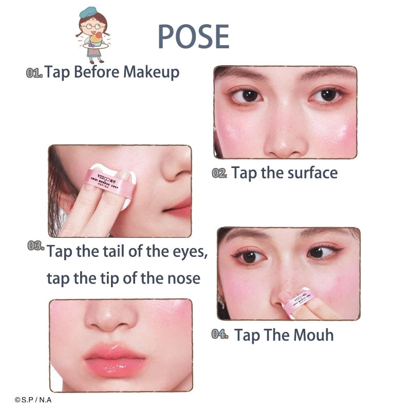 VEECCI X Chibi Maruko - Chan Blush Two Blush Paste Bring Powder Puff 3d Face Multipurpose Nature Blush Three Colors 3g/4.2g