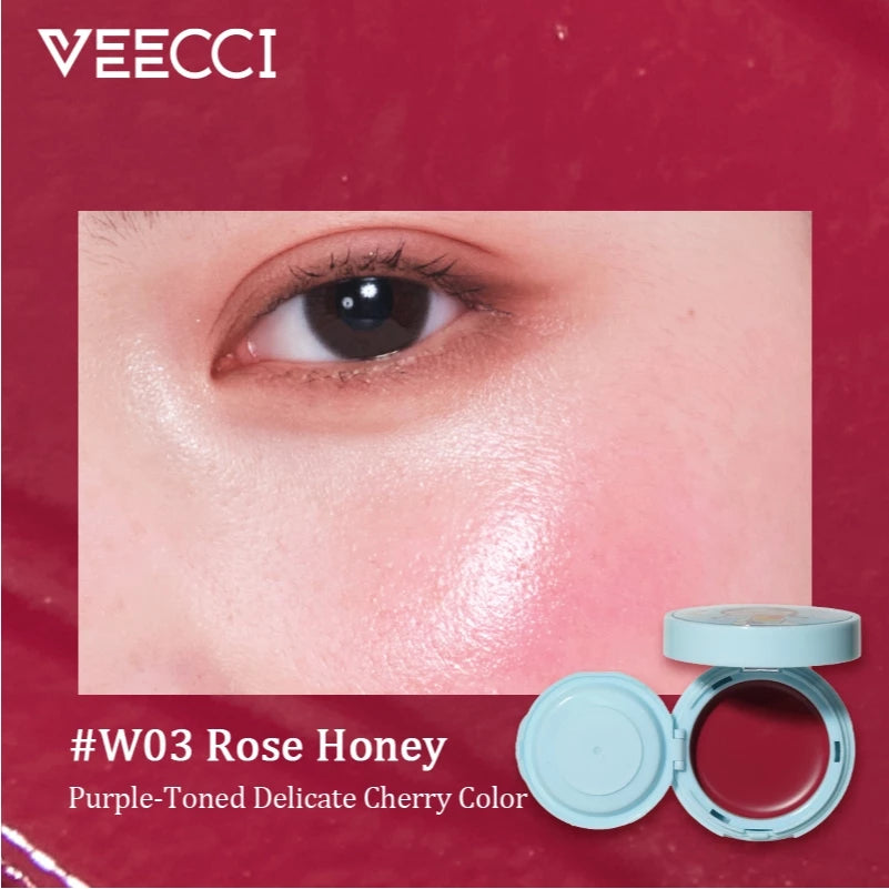 VEECCI X Chibi Maruko - Chan Blush Two Blush Paste Bring Powder Puff 3d Face Multipurpose Nature Blush Three Colors 3g/4.2g