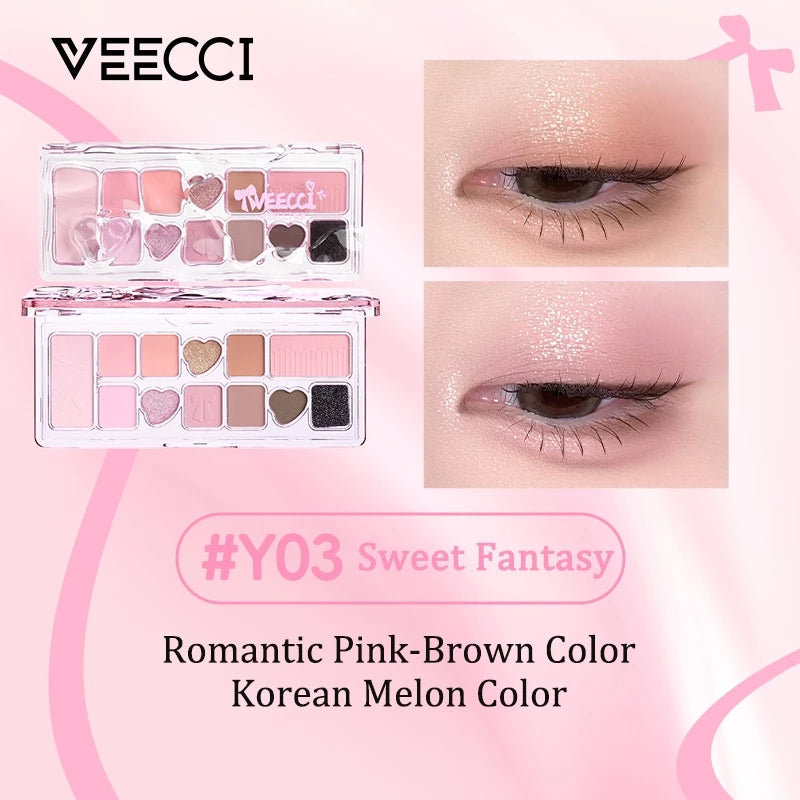 VEECCI Ribbon Fantasy Eye Shadow Plate Lasting Glitter - 11 Colors