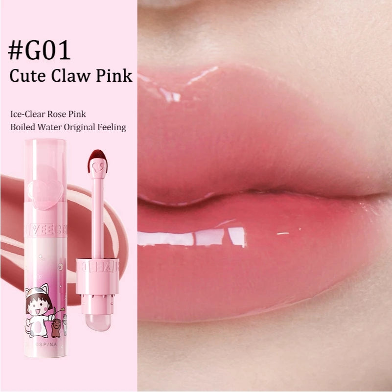 VEECCI X Chibi Maruko-Chan Lip Gloss Gloss 2 In 1 With Lip Brush Portable Long Lasting 2.5g
