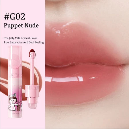 VEECCI X Chibi Maruko-Chan Lip Gloss Gloss 2 In 1 With Lip Brush Portable Long Lasting 2.5g