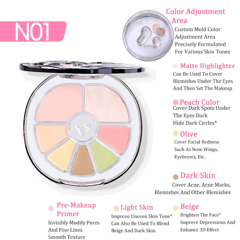 VEECCI silky smooth seven-color concealer palette conceals flaws without leaving any marks