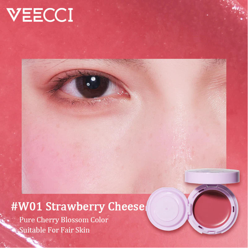 VEECCI X Chibi Maruko - Chan Blush Two Blush Paste Bring Powder Puff 3d Face Multipurpose Nature Blush Three Colors 3g/4.2g