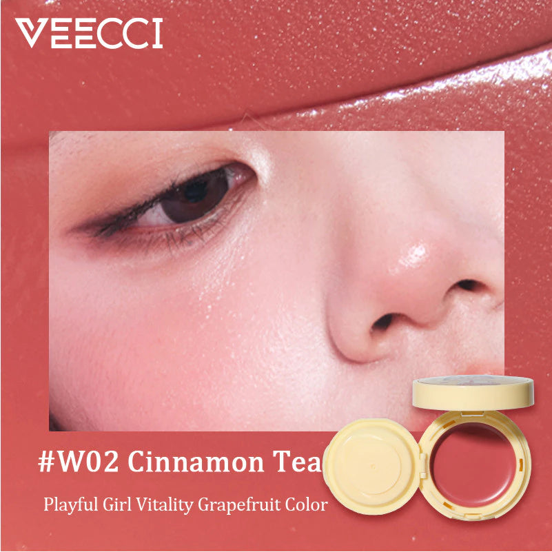 VEECCI X Chibi Maruko - Chan Blush Two Blush Paste Bring Powder Puff 3d Face Multipurpose Nature Blush Three Colors 3g/4.2g