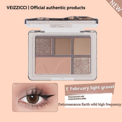 VEIZZICCI Eye Shadow Board Pearl Sparkling Earth Suitable For Beginners - 5 Color (5.2g)（副本）