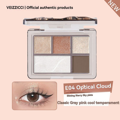 VEIZZICCI Eye Shadow Board Pearl Sparkling Earth Suitable For Beginners - 5 Color (5.2g)（副本）