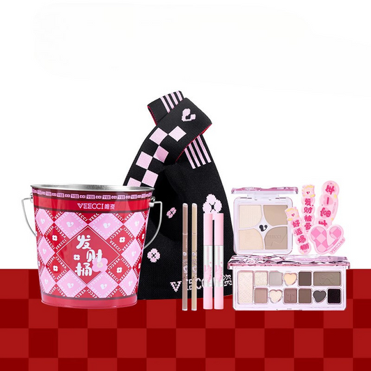 VEECCI Good Luck Fortune Bucket Eyeshadow Palette Palet Kontur Lip Glaze Eyeliner
