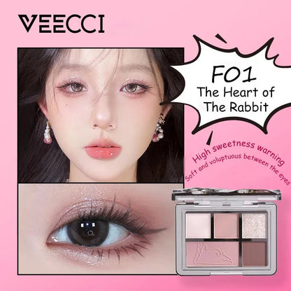 VEECCI Eye Shadow Rabbit Heart Matte Pearl Pink - 5 Color (5.2g)