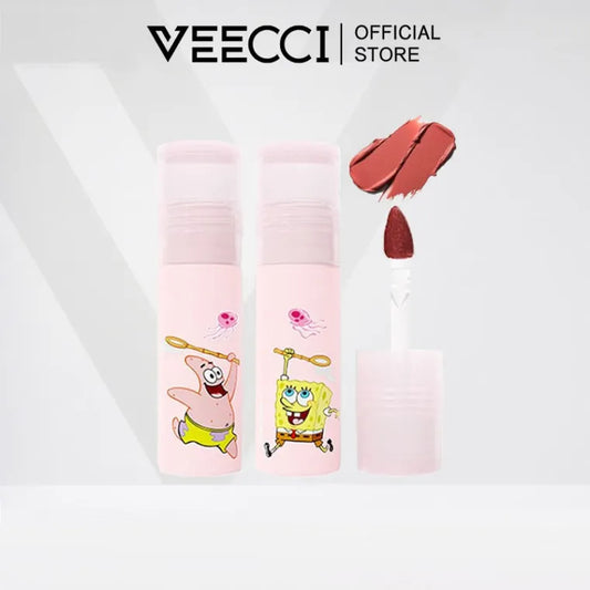 VEECCI SpongeBob Lipmatte & Lip Glaze Makeup Long-Lasting Non-Stick Cup Lipstick （2.3g）