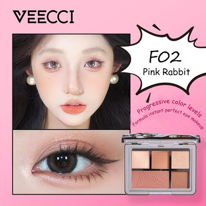 VEECCI Eye Shadow Rabbit Heart Matte Pearl Pink - 5 Color (5.2g)