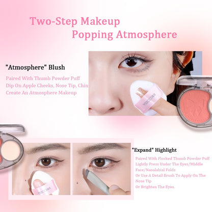 VEECCI Blush Highlight Two-color Mashed Potatoes Texture Whitening Lasting Nature 4.5g