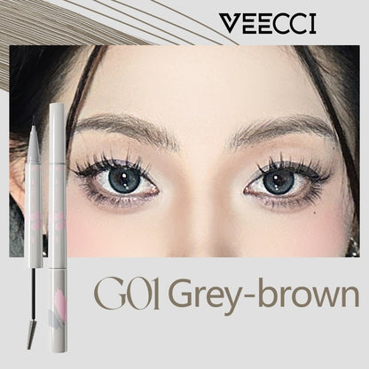 VEECCI Double-ended 2-In-1 3D Liquid Eyebrow Pencil with Brush - Waterproof Long Lasting Eyebrow Pencil Brush Make Up