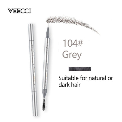 VEECCI Eyebrow Pencil Ultra Fine Brush Double Head Smooth Long Lasting Tint Natural 0.45ml