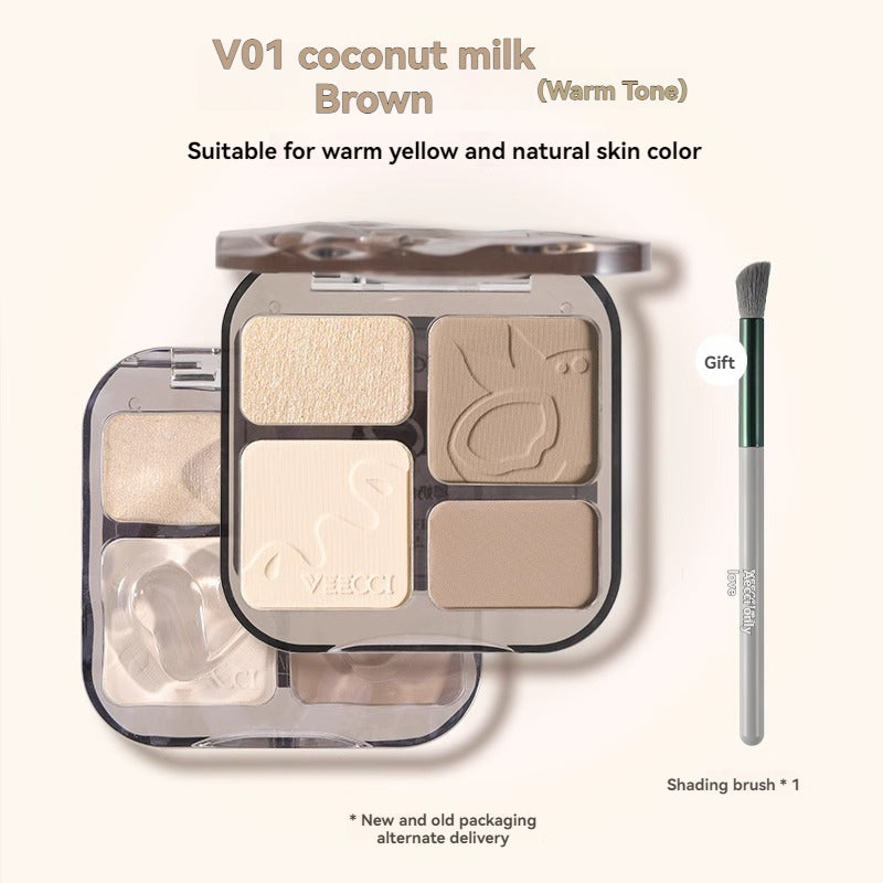 VEECCI Contour Highlight Palette Brightens Skin Tone Natural Long-lasting Waterproof Makeup 8g