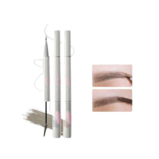 VEECCI Double-ended 2-In-1 3D Liquid Eyebrow Pencil with Brush - Waterproof Long Lasting Eyebrow Pencil Brush Make Up