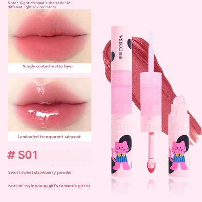 VEECCI Double-Head Lip Glaze with silicone lip brush Sweetheart Cat lip gloss Series