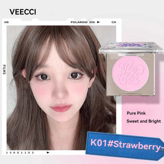 VEECCI Powder Blush Lightweight Smooth Blendable Long-lasting All-Day Face Enhancing Makeup Color