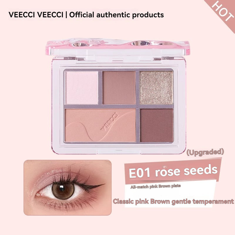 VEECCI Eye Shadow Board Pearl Sparkling Earth Suitable For Beginners - 5 Color (5.2g)
