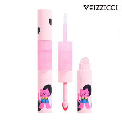 VEIZZICCI Double-Head Lip Glaze with silicone lip brush Sweetheart Cat lip gloss Series（副本）
